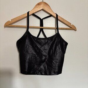 Beyond Yoga Pearlized Black Slim Racerback Crop Tank XS